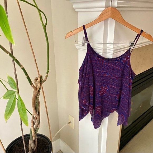 FREE PEOPLE Purple Printed Dew Drop Handkerchief Tank - Picture 5 of 7